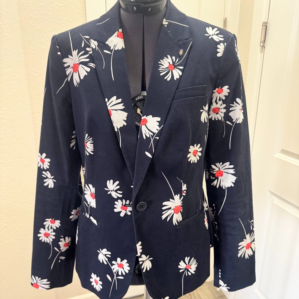 Tommy Hilfiger Large Floral Print Blazer - Navy 6